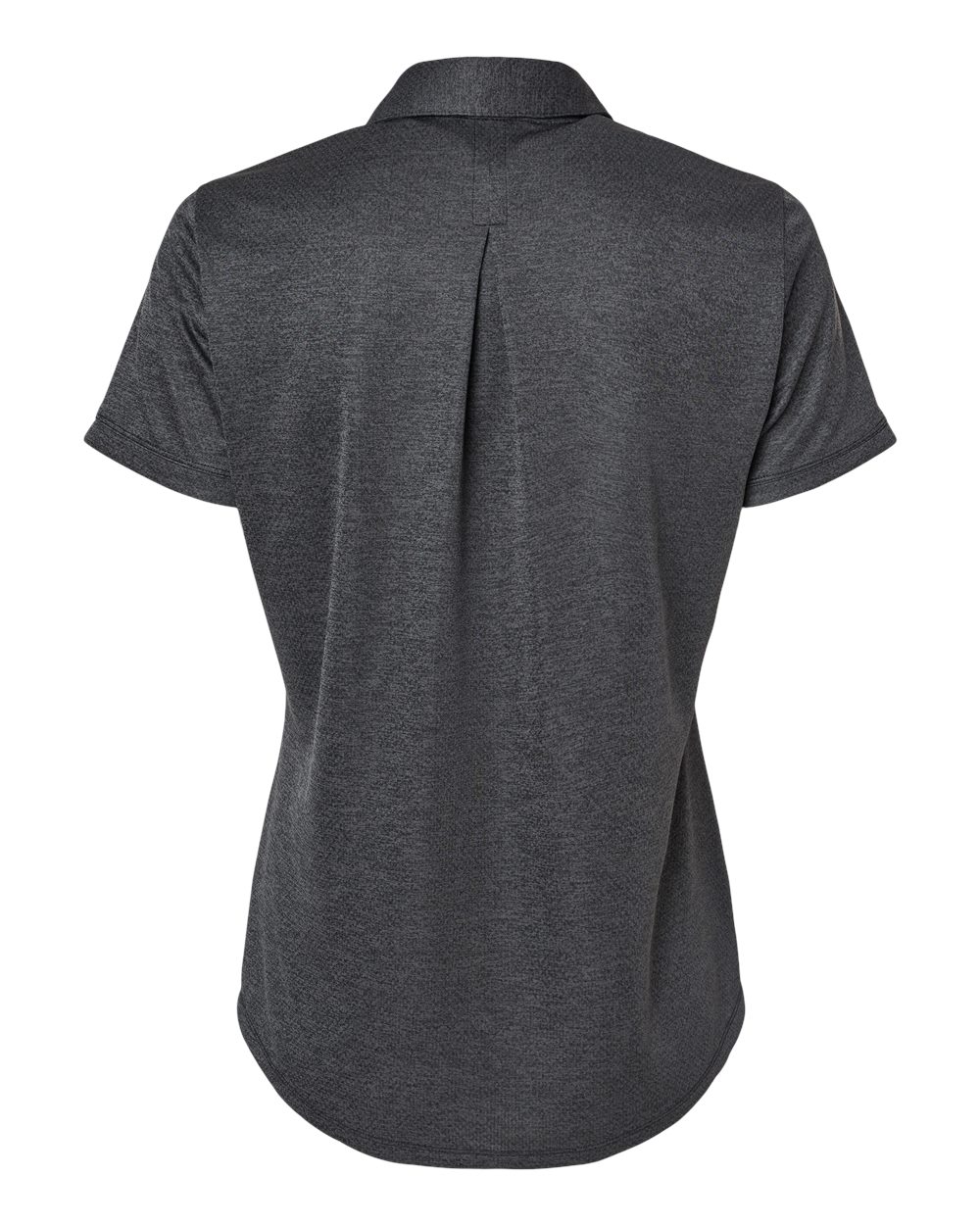 Front View of Black Melange Women's Space Dyed Polo - A592