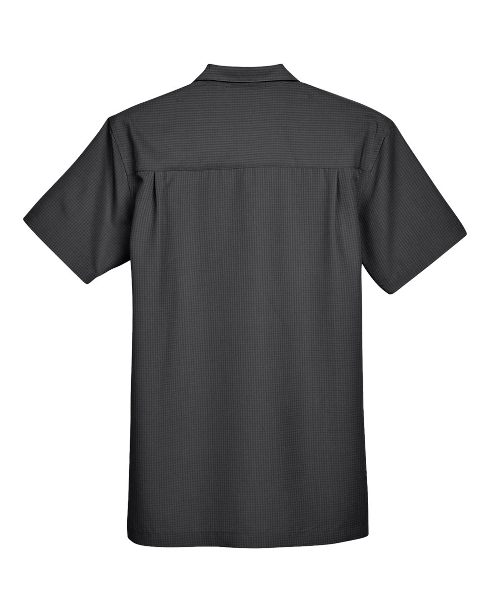 Front View of Black Men's Barbados Textured Camp Shirt - M560