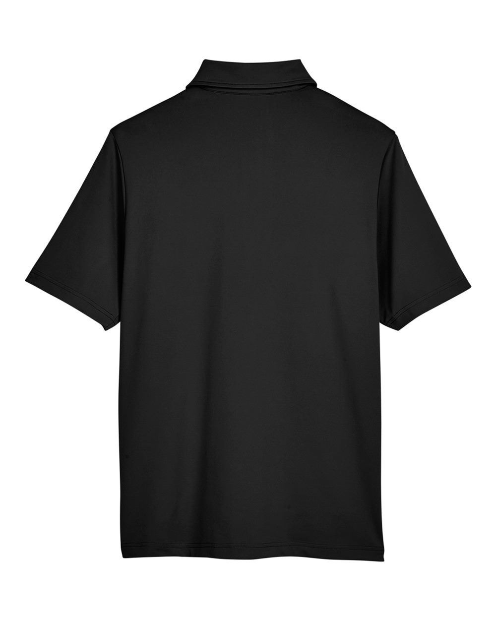 Front View of Black Men's CrownLux Performance® Range Flex Polo - DG21
