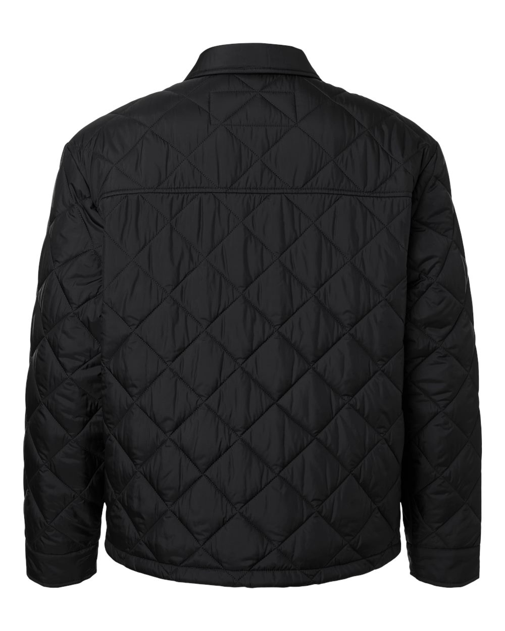 Rear View of Black Men's Diamond Quilted Jacket - 27713