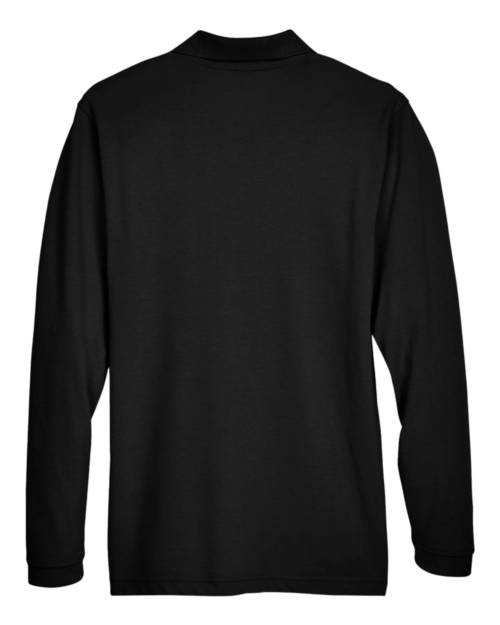 Front View of Black Men's Easy Blend™ Long Sleeve Polo - M265L