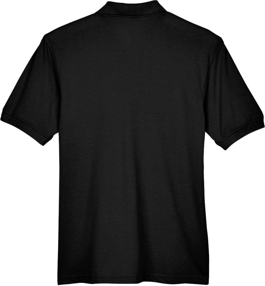 Front View of Black Men's Easy Blend™ Polo with Pocket - M265P
