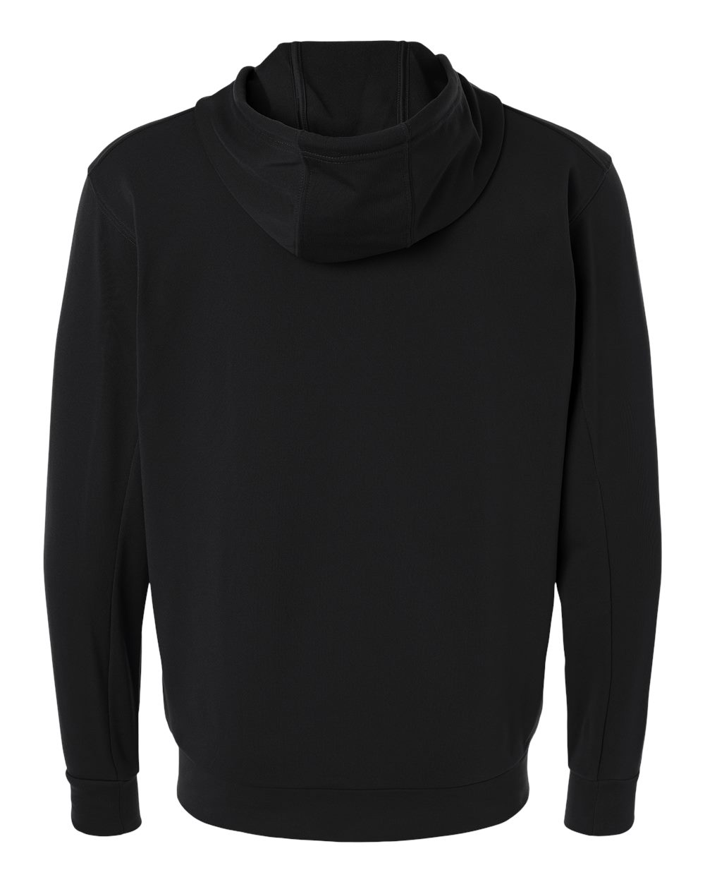 Rear View of Black Men's Game & Go Fleece Full-Zip Hooded Sweatshirt - AT208 plain