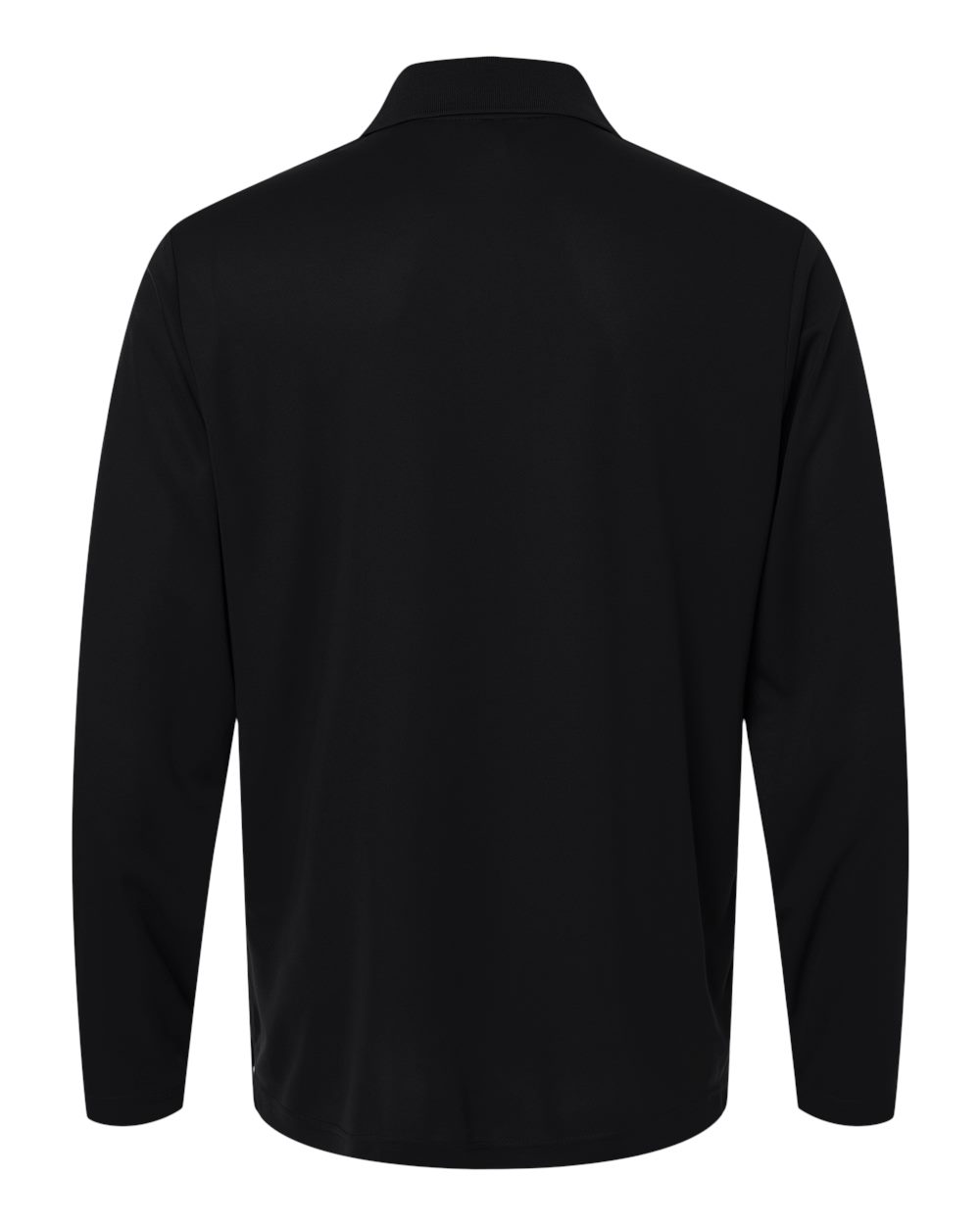 Rear View of Black Men's Nova Performance Long Sleeve Pique Polo - CE108L plain
