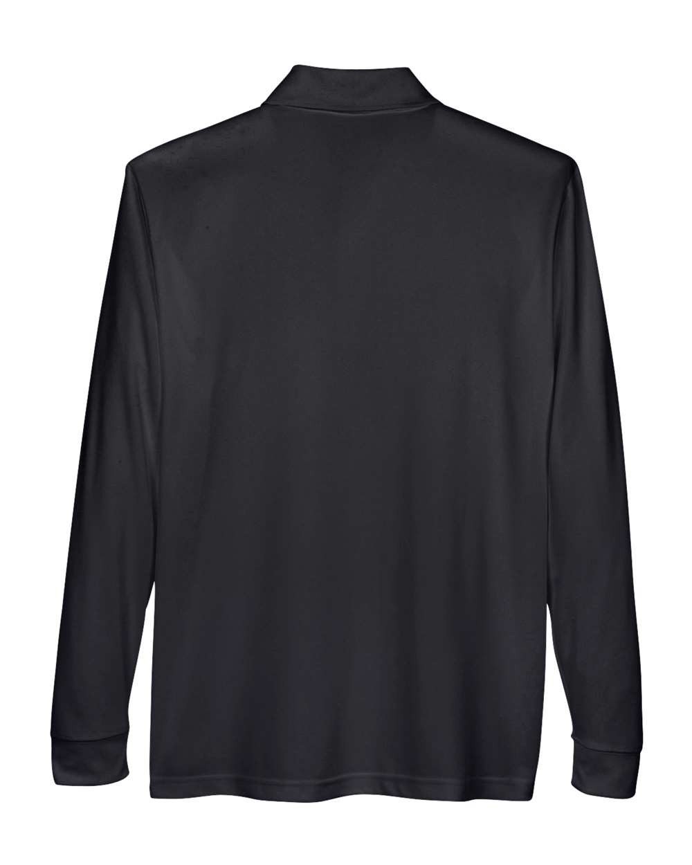 Front View of Black Men's Pinnacle Performance Long Sleeve Piqué Polo with Pocket - 88192P