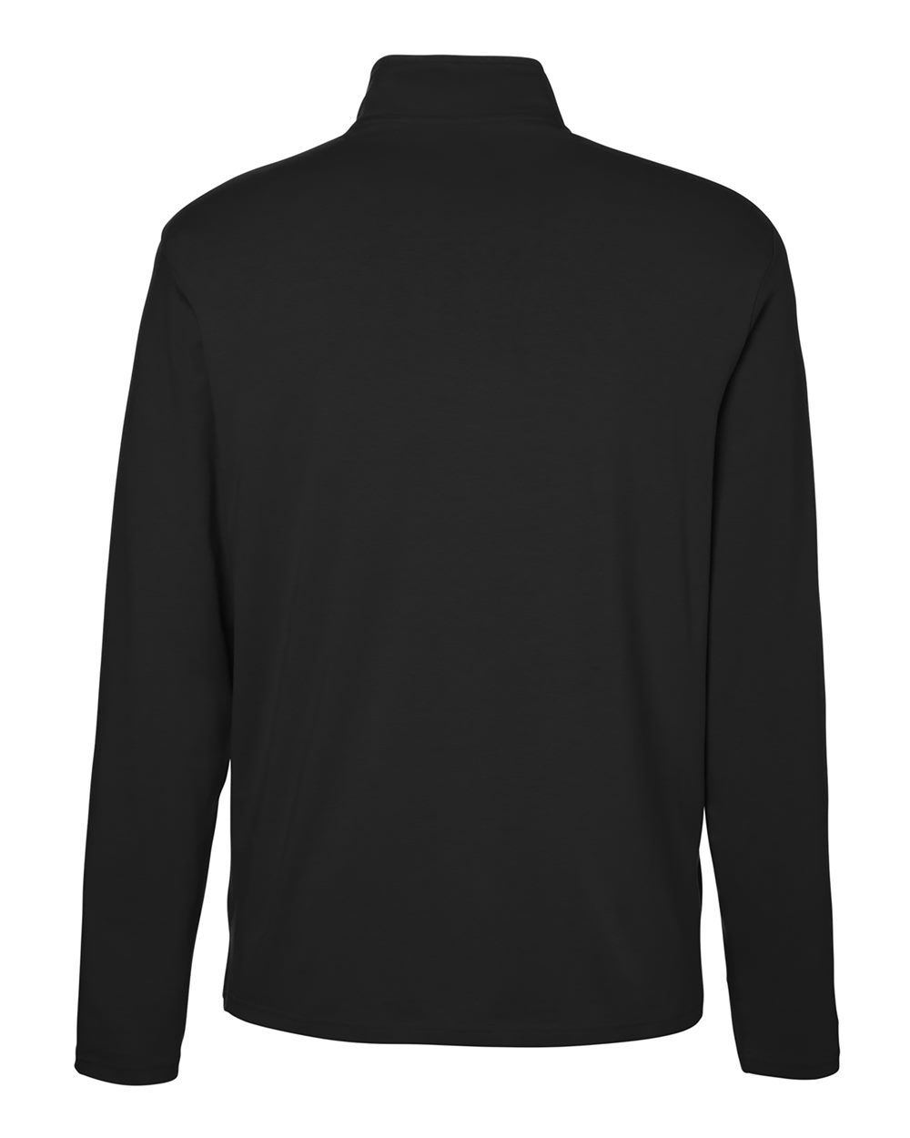 Rear View of Black Men's Raleigh Stretch Quarter-Zip Pullover - DG425