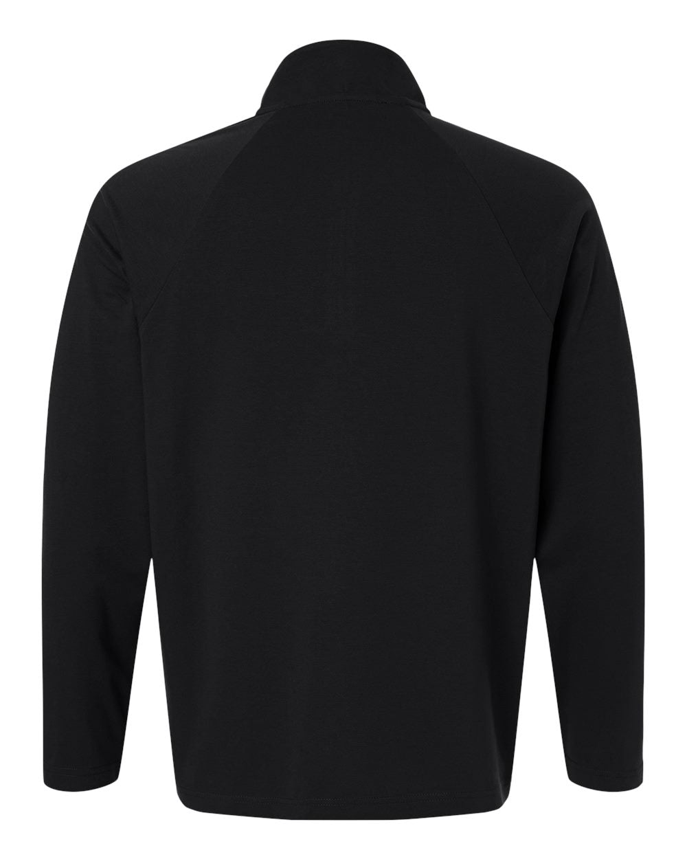 Rear View of Black Men's Seaton Pebble Textured Quarter-Zip Pullover - DG402 plain