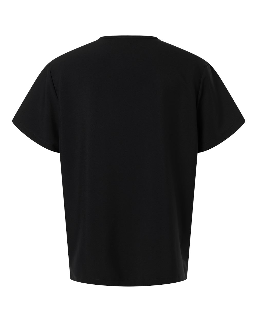 Rear View of Black Men's V-Neck Pocket Scrub Top - HMB000 plain