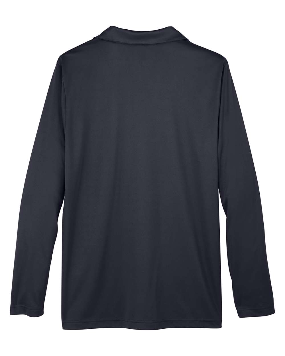 Front View of Black Men's Zone Performance Long Sleeve Polo - TT51L