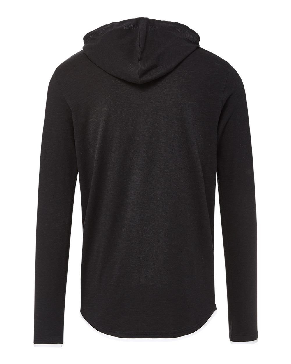 Front View of Black Miles Slub Hooded Long Sleeve T-Shirt - 24401