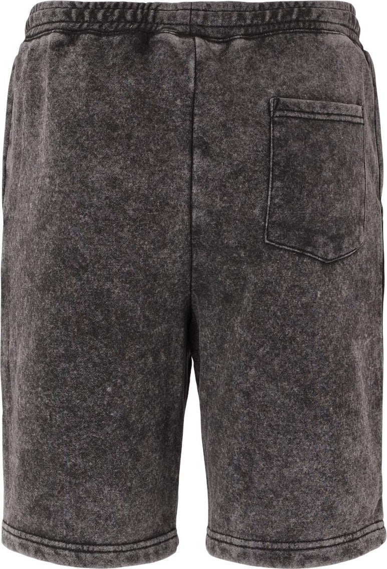 Rear View of Black Mineral Wash Fleece Shorts - PRM50STMW
