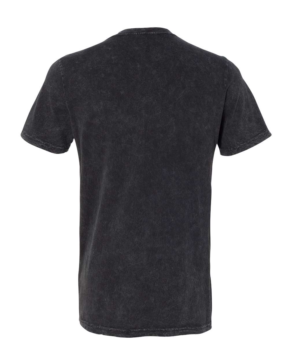 Front View of Black Mineral Wash Textured Jersey V-Neck Tee - 3655