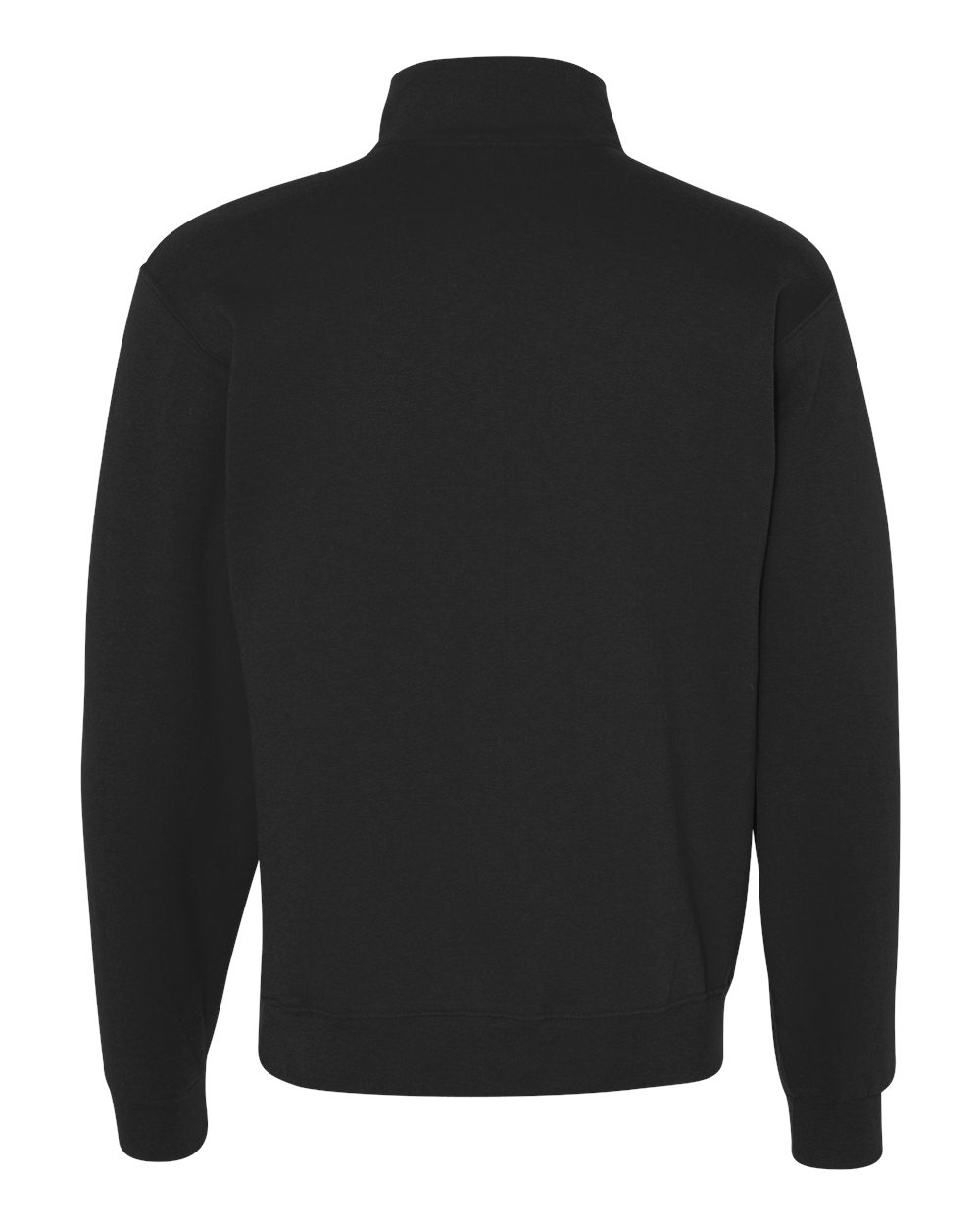 Rear View of Black Nublend® Cadet Collar Quarter-Zip Sweatshirt - 995MR