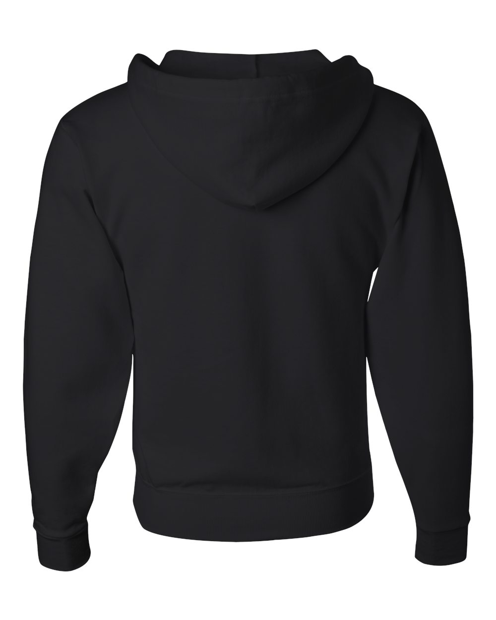 Rear View of Black NuBlend® Full-Zip Hooded Sweatshirt - 993MR