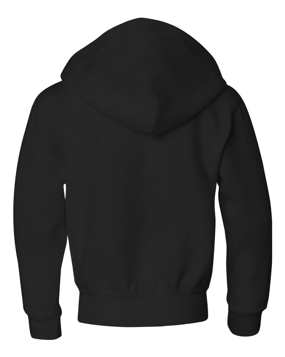 Rear View of Black NuBlend® Youth Full-Zip Hooded Sweatshirt - 993BR