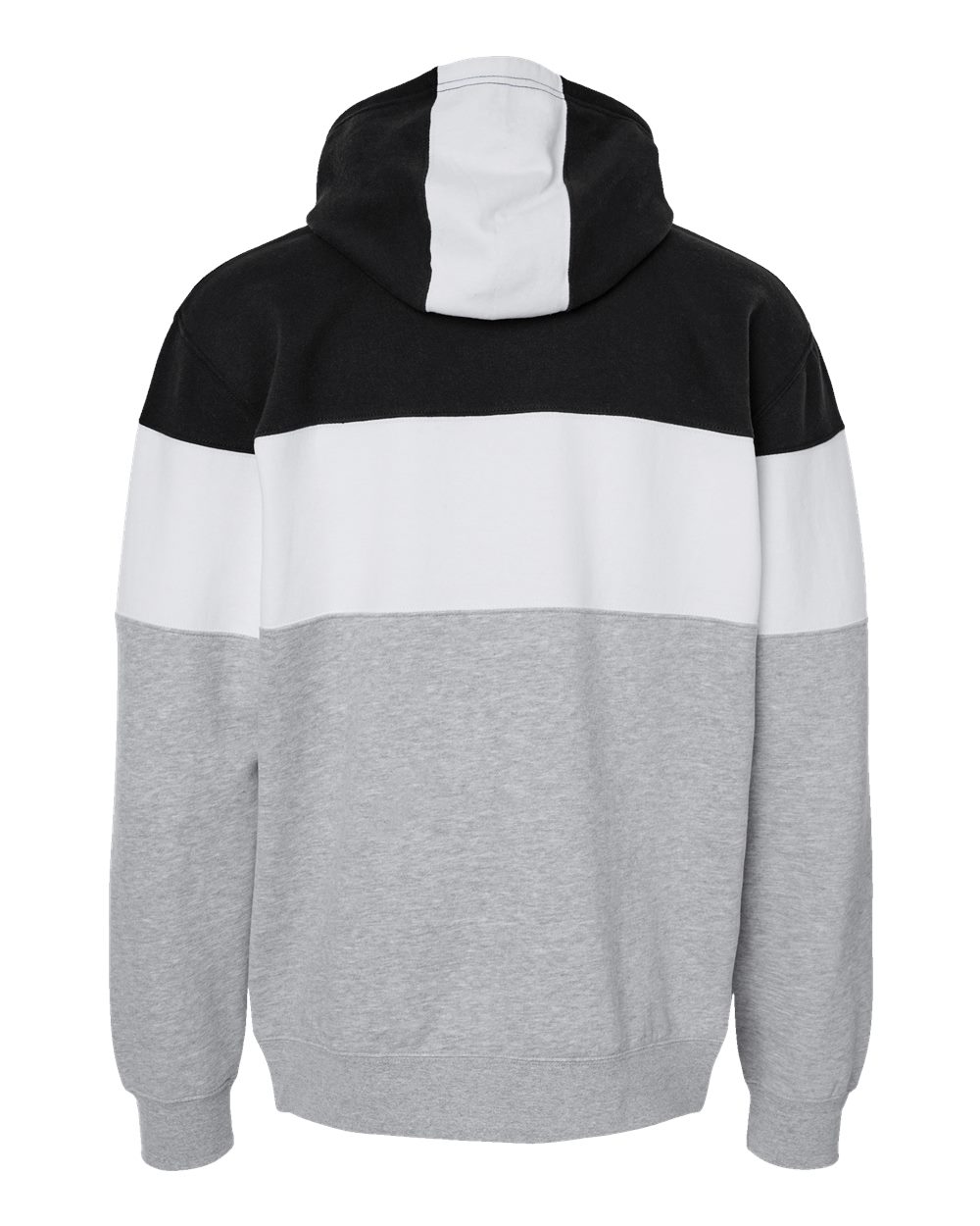 Front View of Black/ Oxford Varsity Fleece Colorblocked Hooded Sweatshirt - 8644
