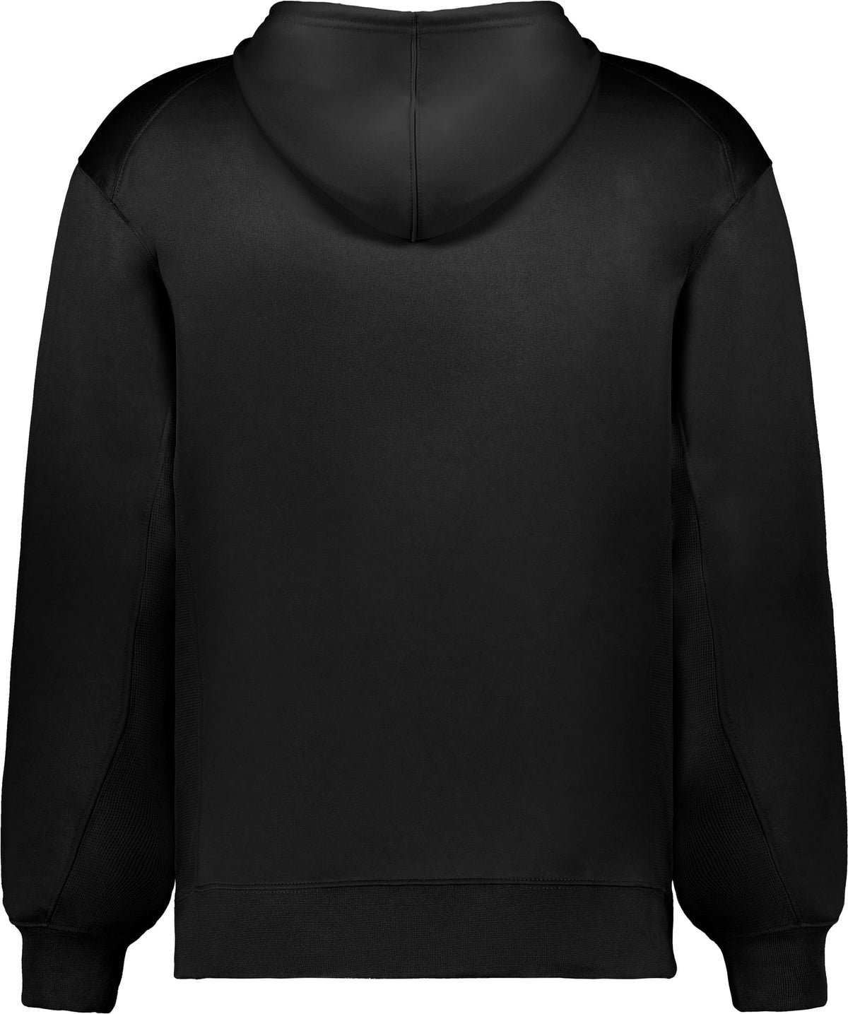 Rear View of BLACK PERFORMANCE FLEECE HOODIE