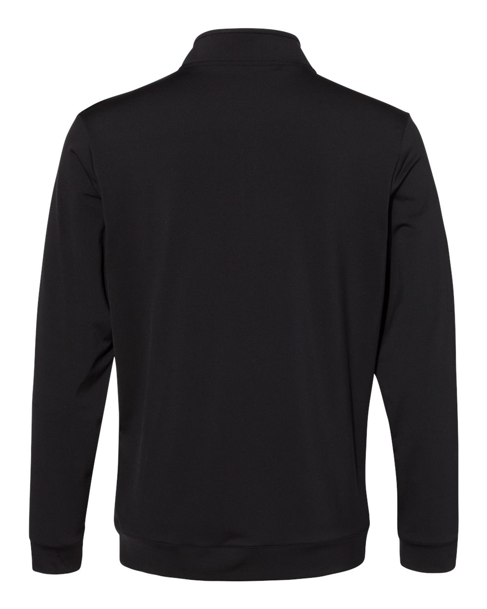Front View of Black Performance Textured Quarter-Zip Pullover - A295