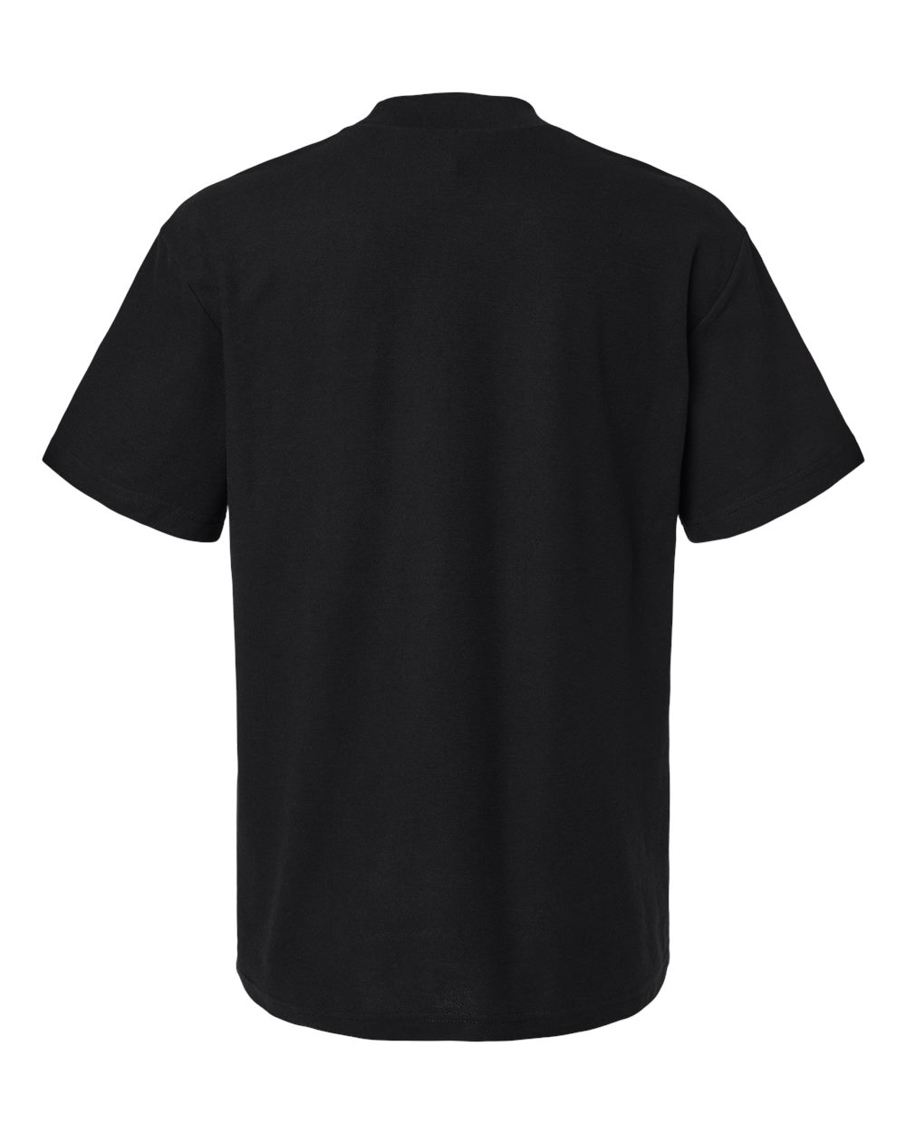 Front View of Black Pique Mockneck Tee - 1PQ