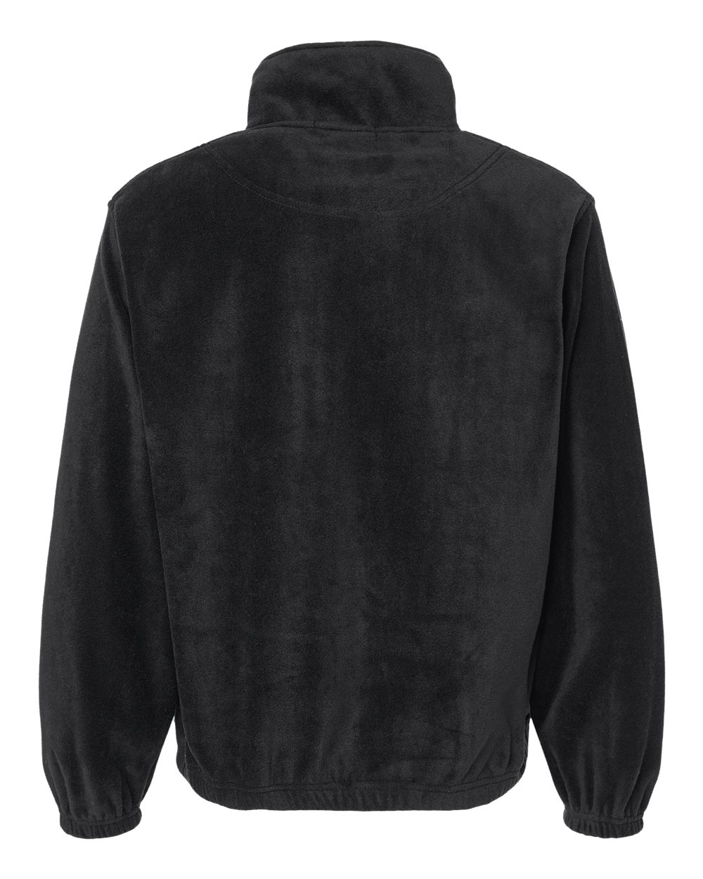 Front View of Black Polar Fleece Quarter-Zip Pullover - 3052