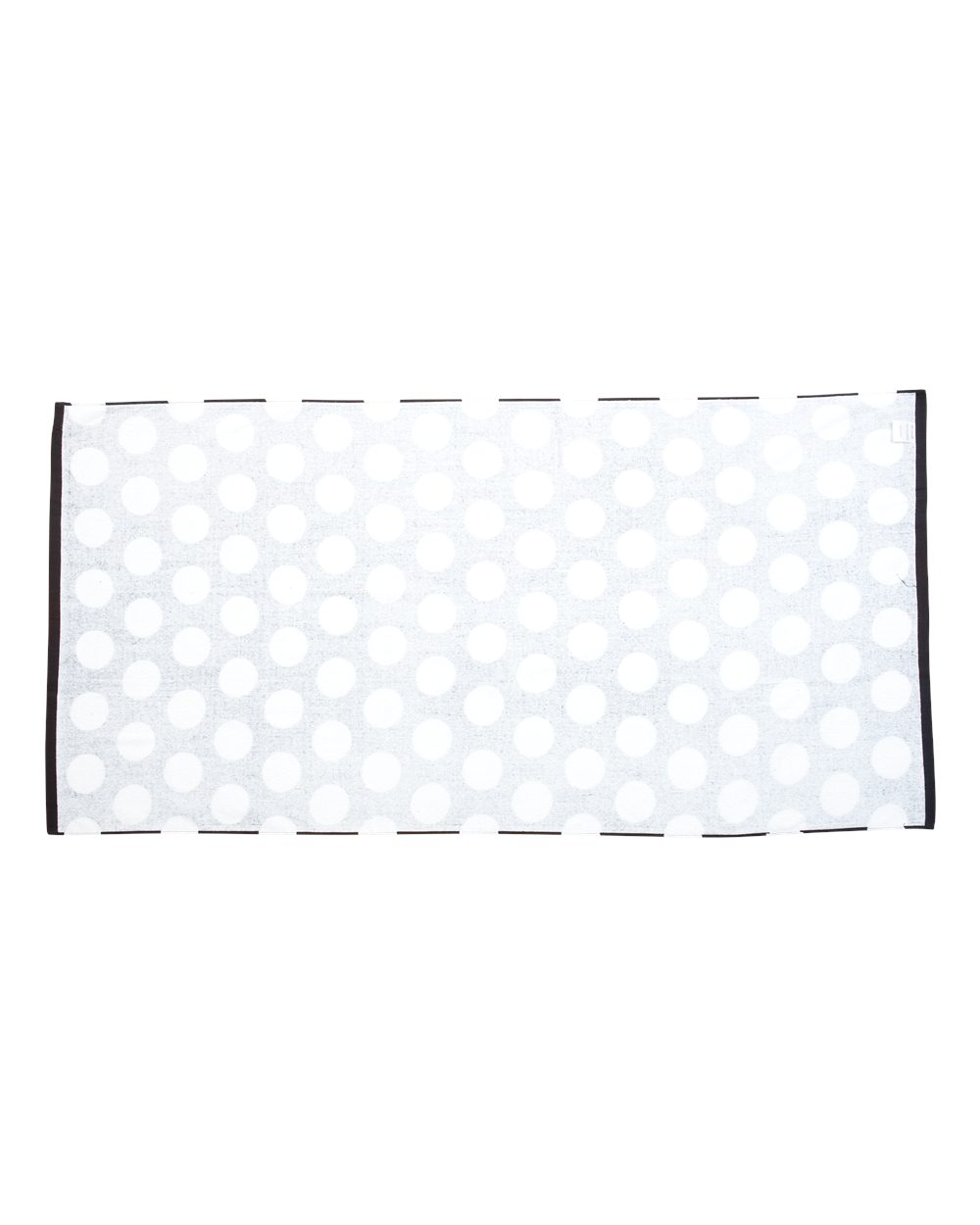 Front View of Black Polka Dot Velour Beach Towel - C3060P