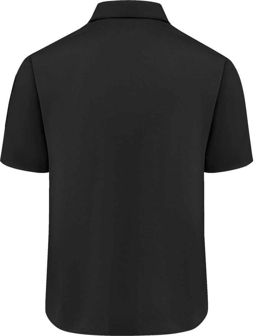Front View of Black Poplin Airflow Cook Shirt with OilBlok - 502M