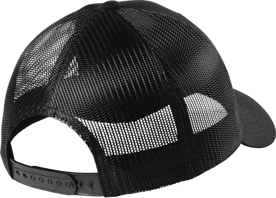 Rear View of Black Port Authority Low-Profile Snapback Trucker Cap C402LP