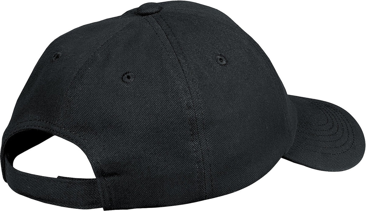 Rear View of Black Port Authority Unstructured Brushed Twill Cap. BTU