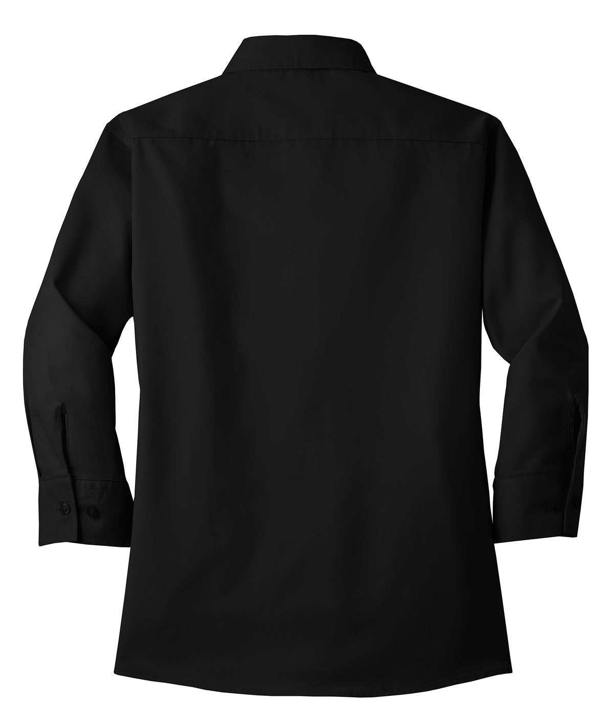 Rear View of Black Port Authority Women's 3/4-Sleeve Easy Care Shirt. L612