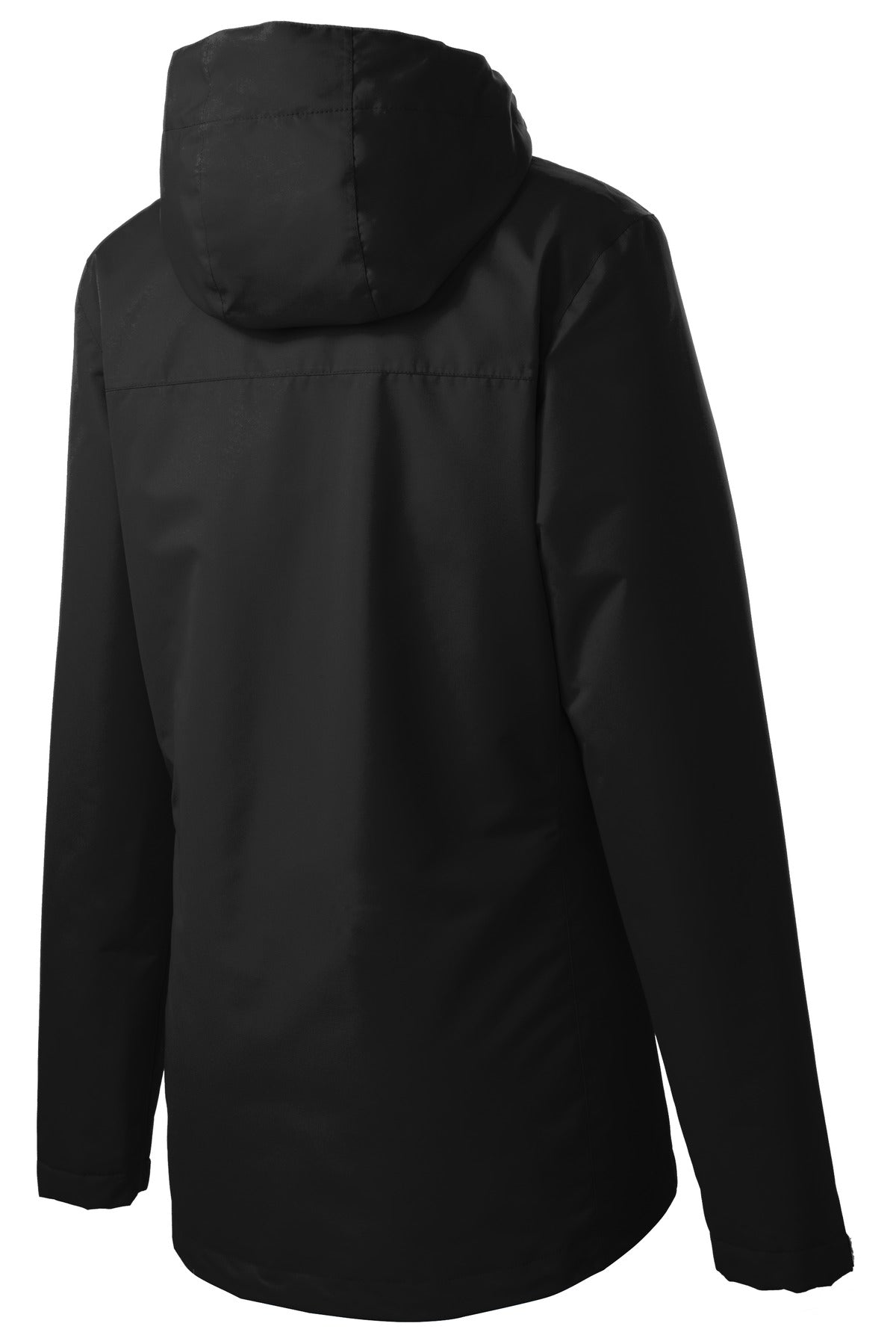 Front View of Black Port Authority Women's All-Conditions Jacket. L331