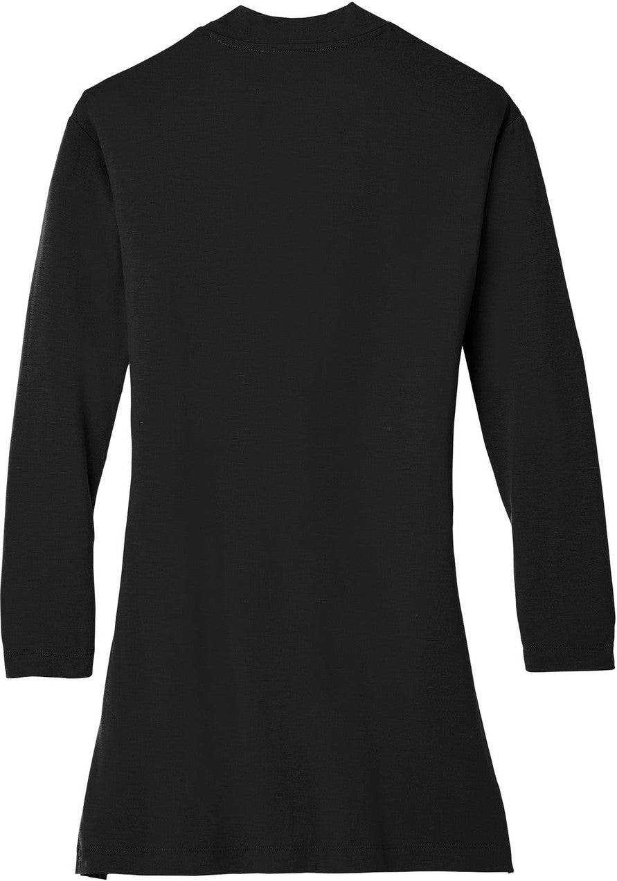 Front View of Black Port Authority Women's Concept Long Pocket Cardigan . LK5434