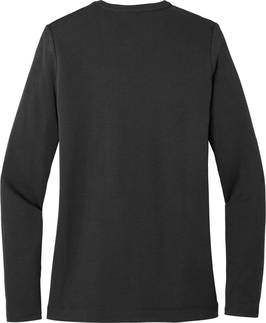 Front View of Black Port Authority Women's Concept Stretch Button-Front Cardigan. LM1008