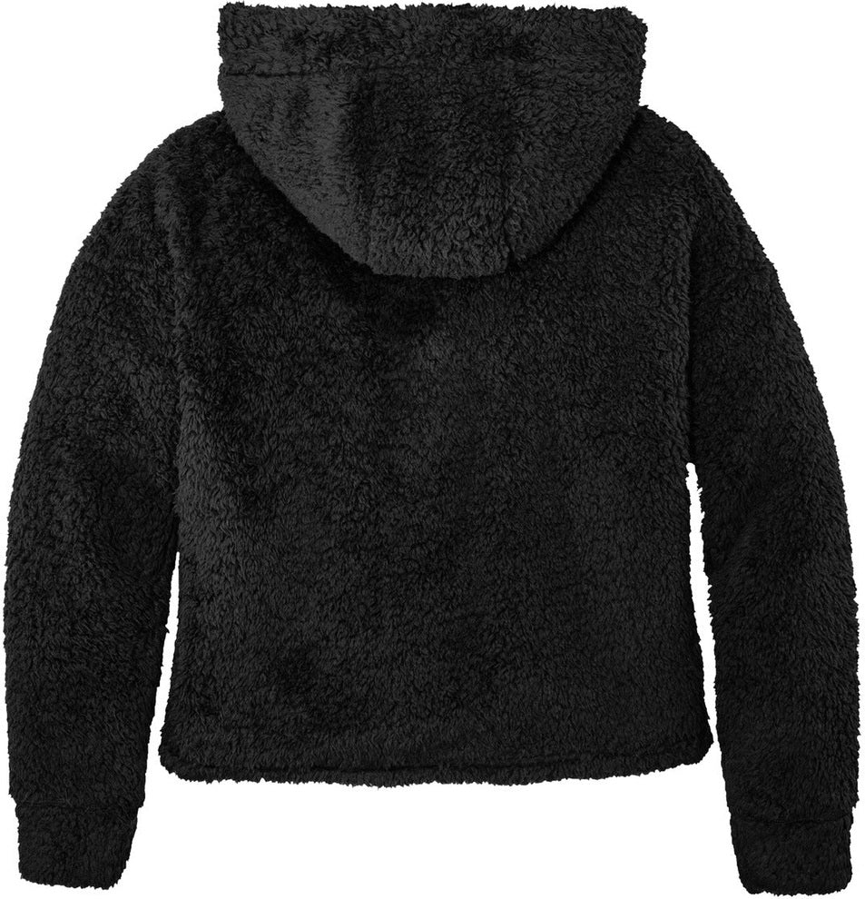Rear View of Black Port Authority Women's Cozy Fleece Hoodie. L132