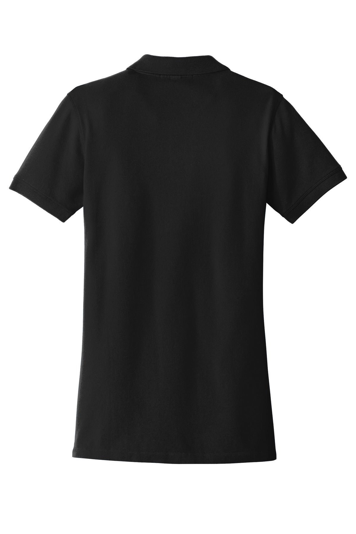 Front View of Black Port Authority Women's EZCotton Polo. LK8000