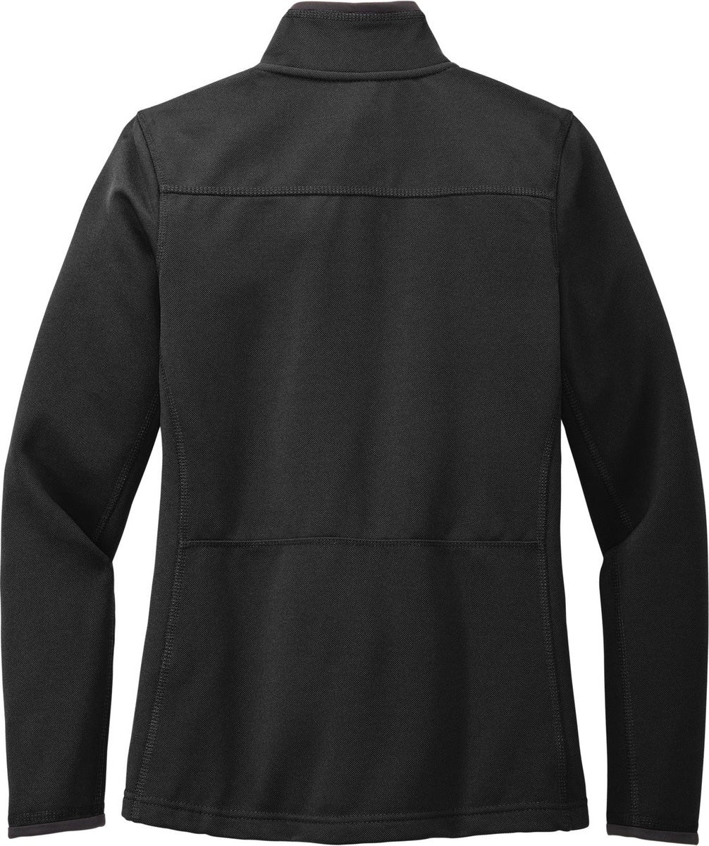 Front View of Black Port Authority Women's Pique Fleece Jacket. L222