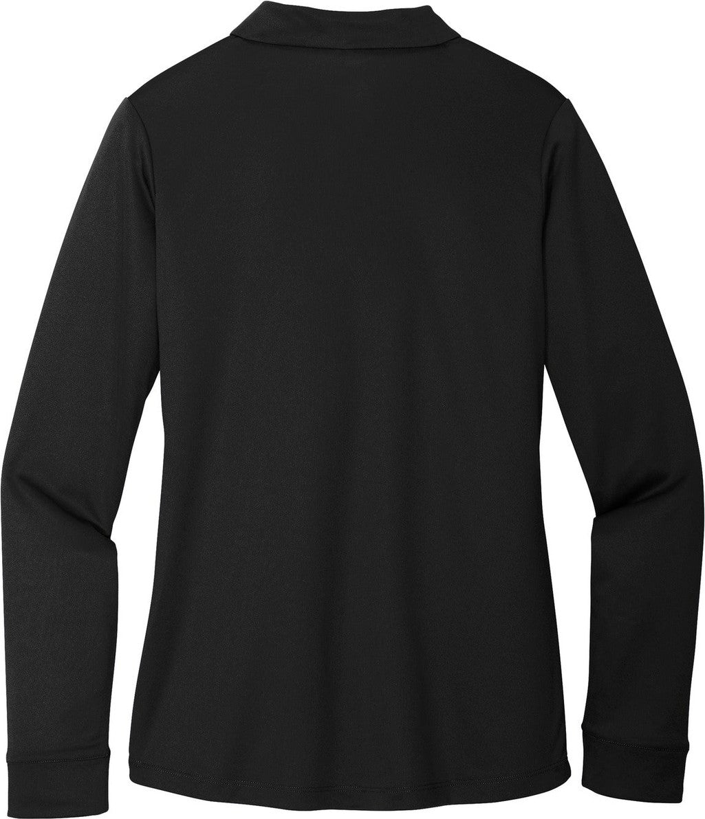 Front View of Black Port Authority Women's Silk Touch Performance Long Sleeve Polo. L540LS