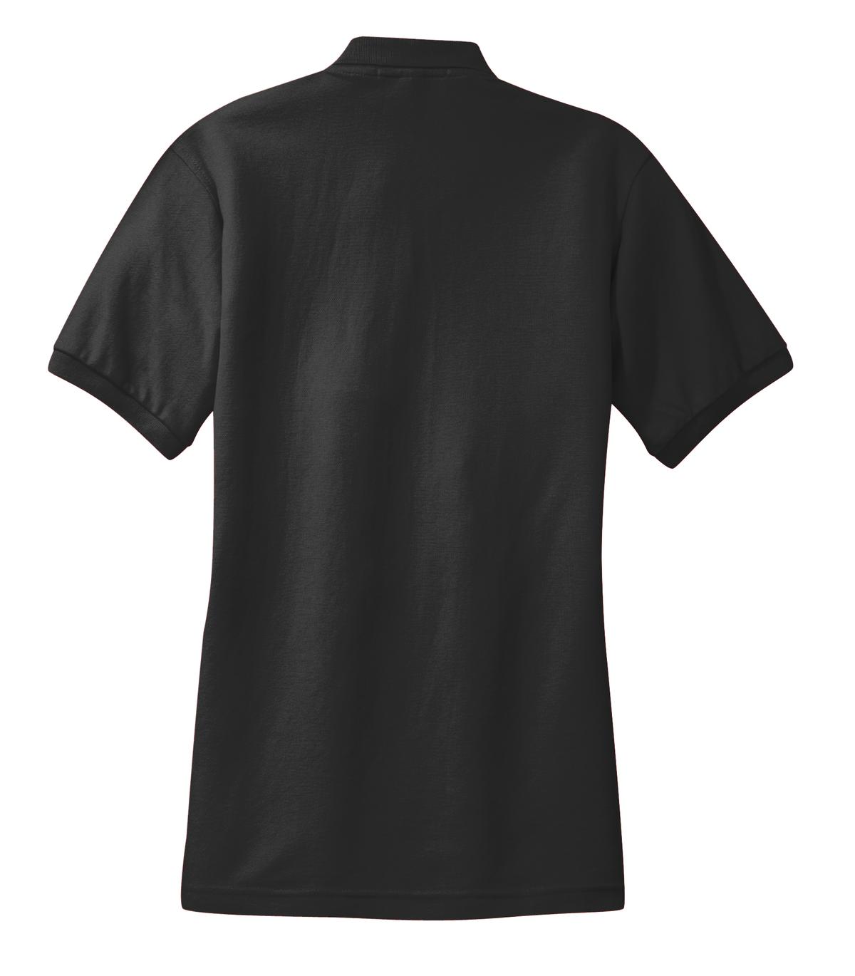 Front View of Black Port Authority Women's Silk Touch Polo. L500