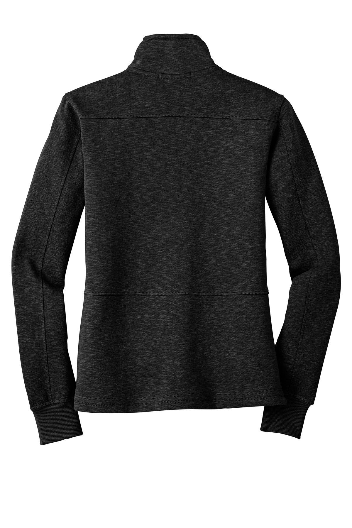 Rear View of Black Port Authority Women's Slub Fleece Full-Zip Jacket. L293