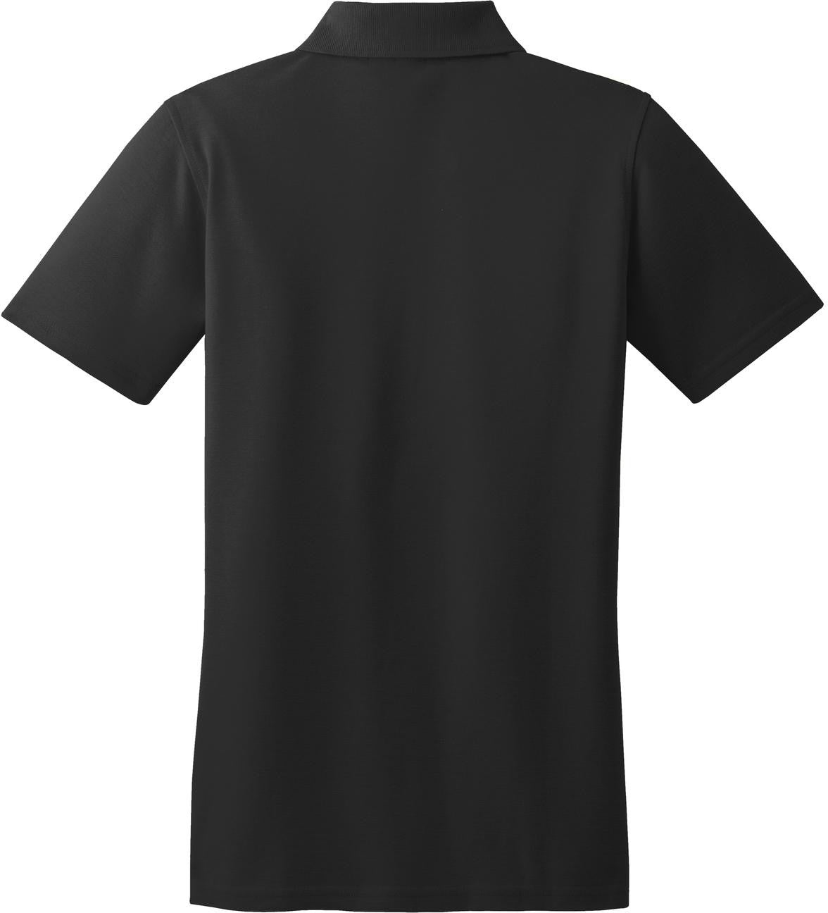 Front View of Black Port Authority Women's Stain-Resistant Polo. L510