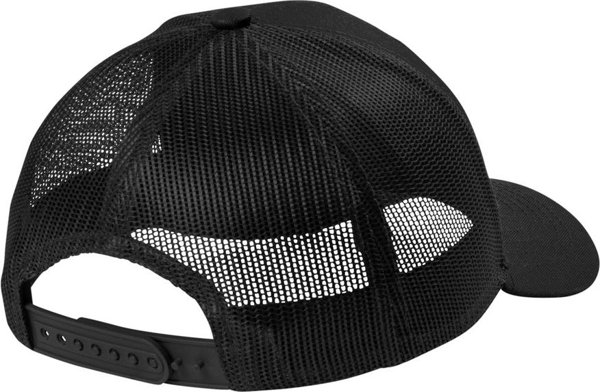 Rear View of Black Port Authority Youth Snapback Trucker Cap YC402