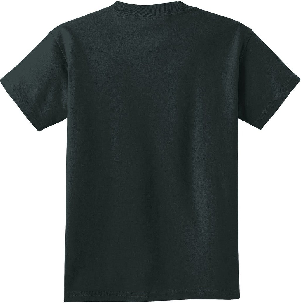 Front View of Black Port & Co Youth Beach Wash Garment-Dyed Tee. PC099Y