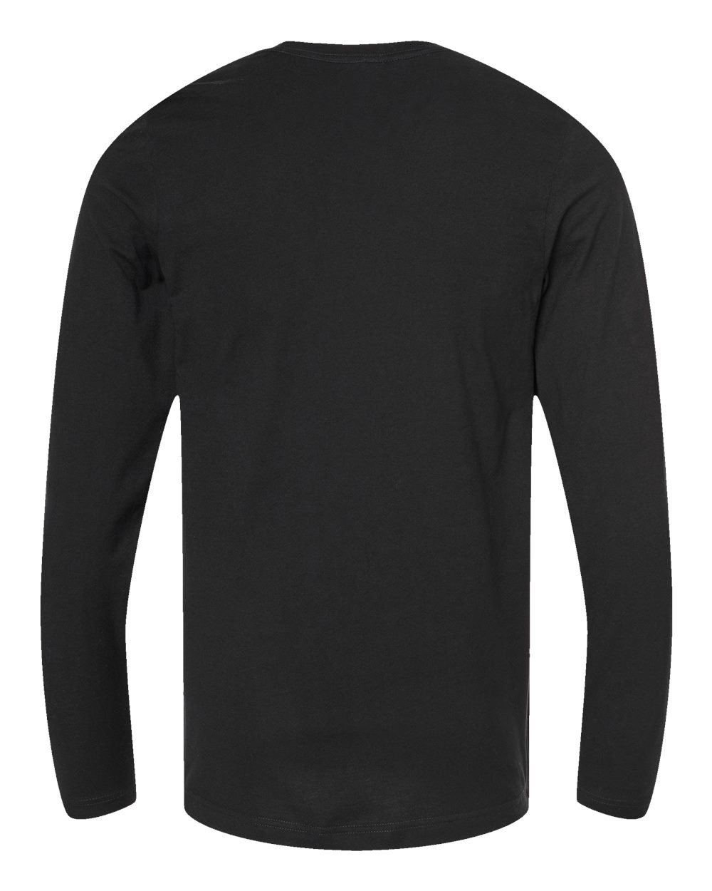 Front View of Black Premium Cotton Long Sleeve T-Shirt - 591
