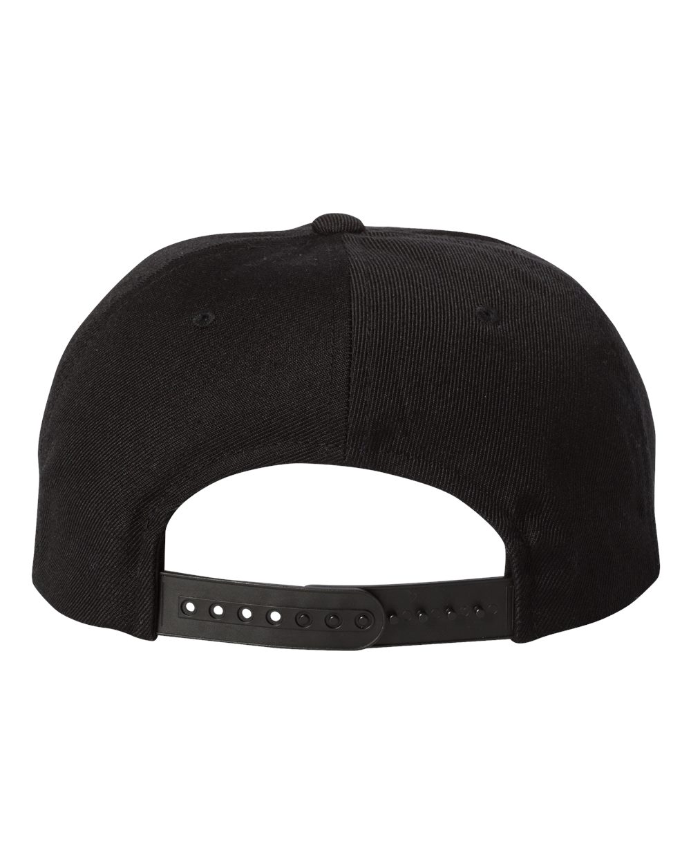 Rear View of Black Premium Five-Panel Snapback Cap - 5089M