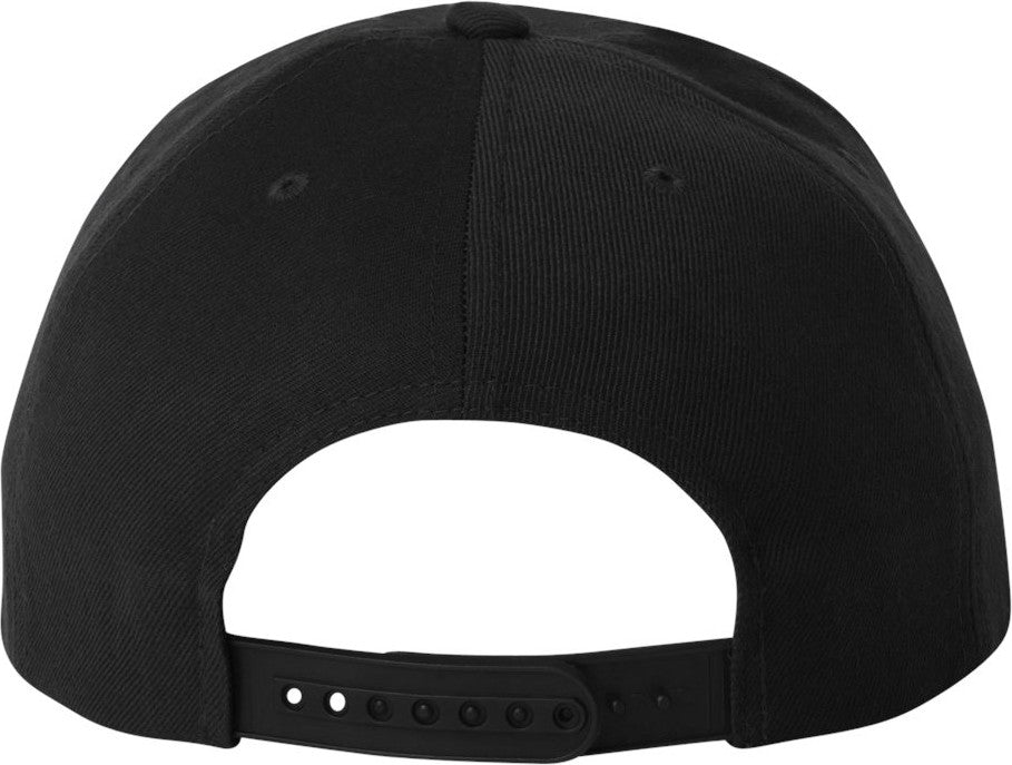 Rear View of Black Premium Flat Bill Snapback Cap - 6089M