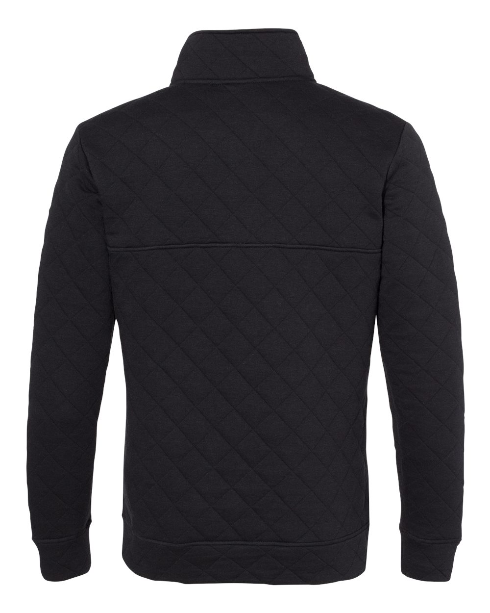 Rear View of Black Quilted Snap Pullover - 8890