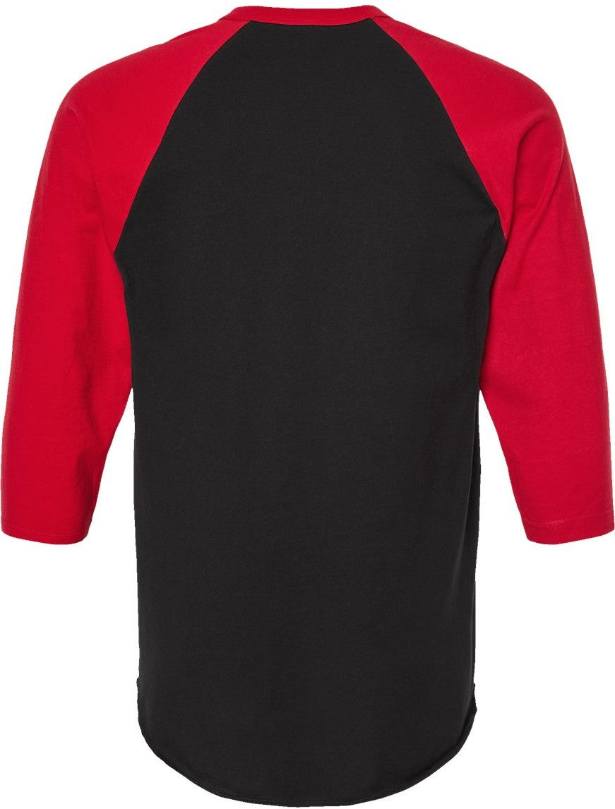 Front View of Black/ Red Fine Jersey Raglan T-Shirt - 245