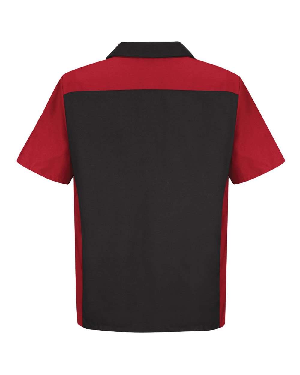 Front View of Black/ Red (LONG SIZES) Short Sleeve Automotive Crew Shirt - Tall Sizes - SY20T