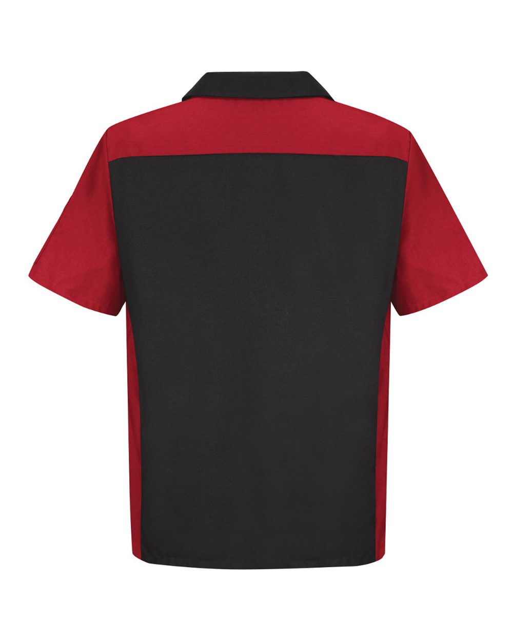 Front View of Black/ Red Short Sleeve Automotive Crew Shirt - SY20