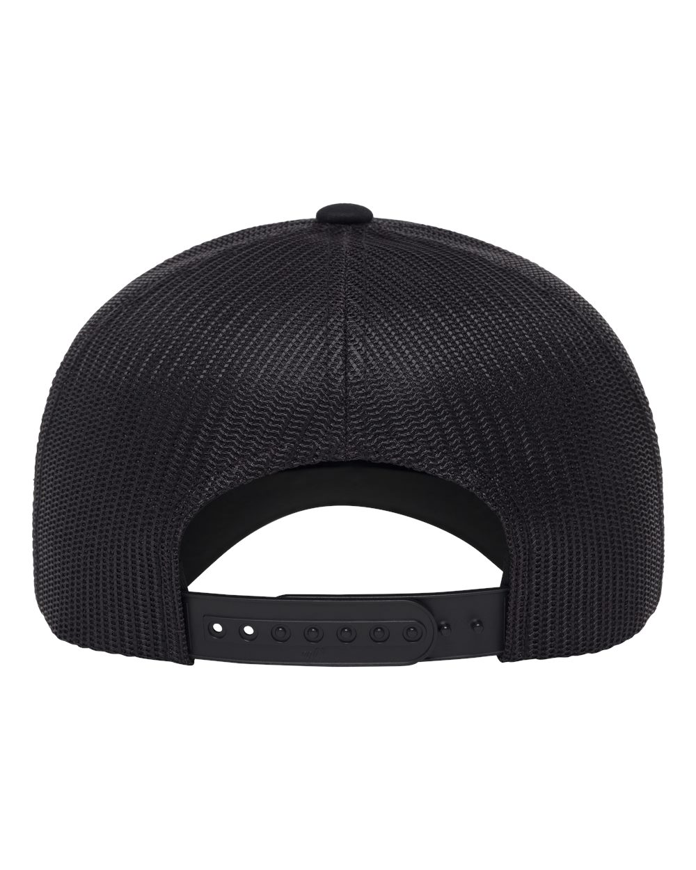 Rear View of Black Retro Trucker Rope Cap - 6606BD plain