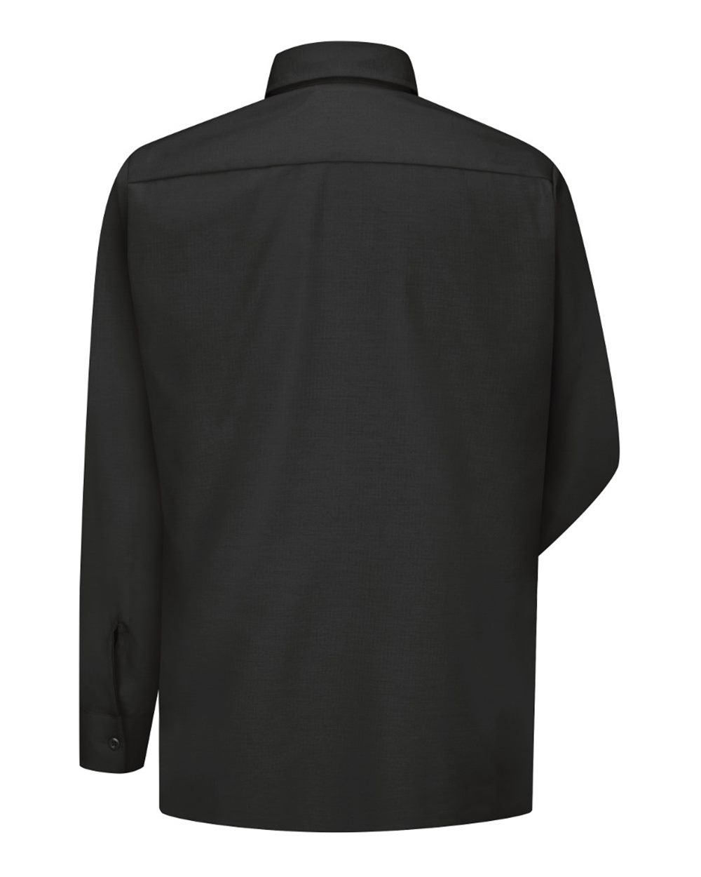Rear View of Black Ripstop Long Sleeve Shirt - Tall Sizes - SY50T